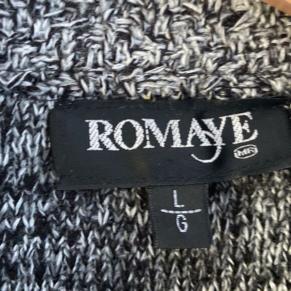 Romaye Black&White Knitted Jacket Sz L - Picture 2 of 6